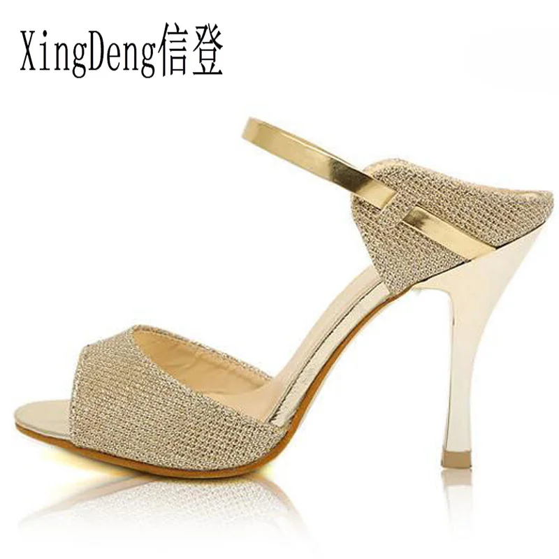 

XingDeng Fashion Women Sandals Peep Toe High Heels Summer Buckle Strap Women High Heels Sandal Shoes Plus Size 31-43