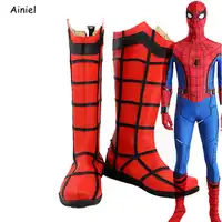 映画鉄スパイダーマン靴コスプレスーパーヒーロー 3D スパイダーマンスーパーマン帰郷ブーツコスプレハロウィンパーティー大人の男