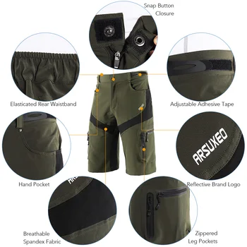 

Quick Drying Breathable Cycling Shorts Outdoor Sports Running Bike Riding Casual Shorts with 6 Pockets Men