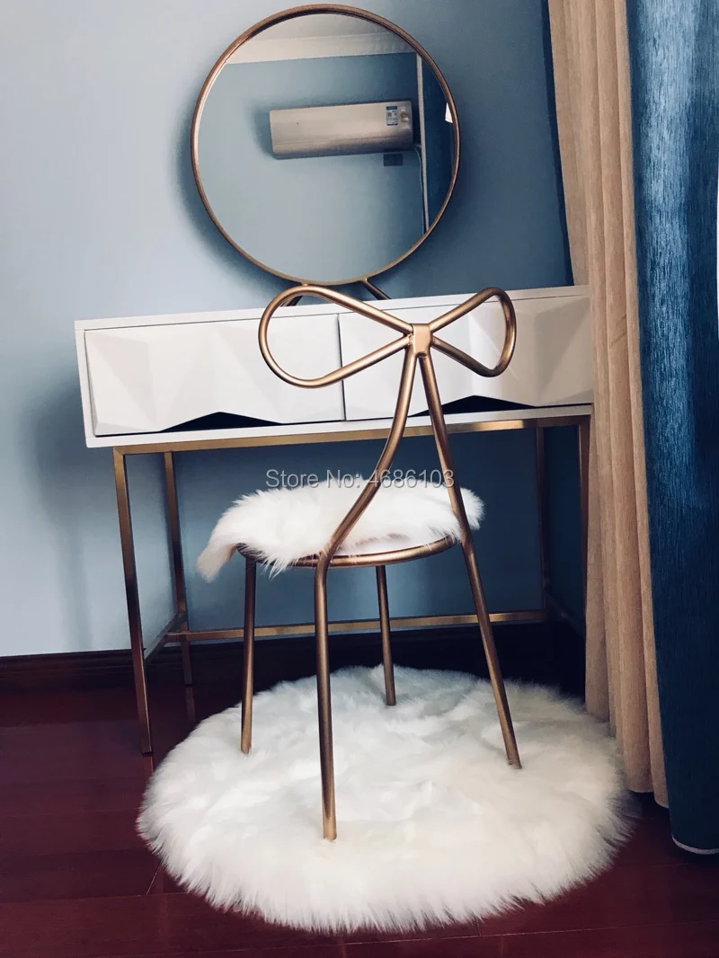 Princes dressing table chair with carpet Butterfly Stool house furniture Iron nordic furniture chairs modern luxury Chairs