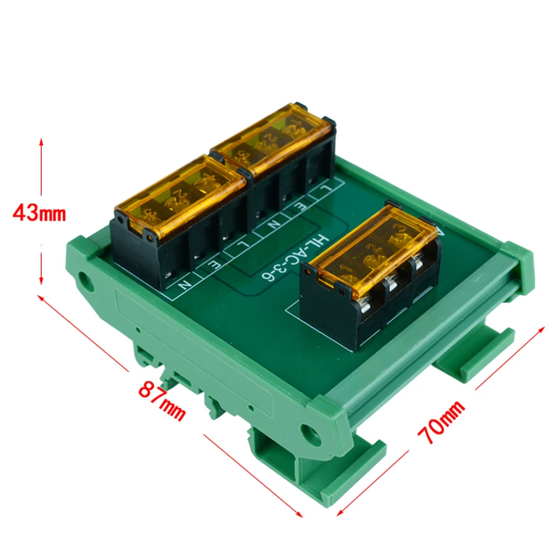 

6 channel AC DIN Rail and Panel Mount power supply distribution terminal blocks splitter board Power Distribution Module board
