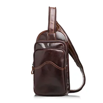 

BOLEKE Gsenmo Leather Crossbody Bag for Men Messenger Crazy Horse Leather Chest Bag Casual Shoulder Strap Pack 2019 New Fashion