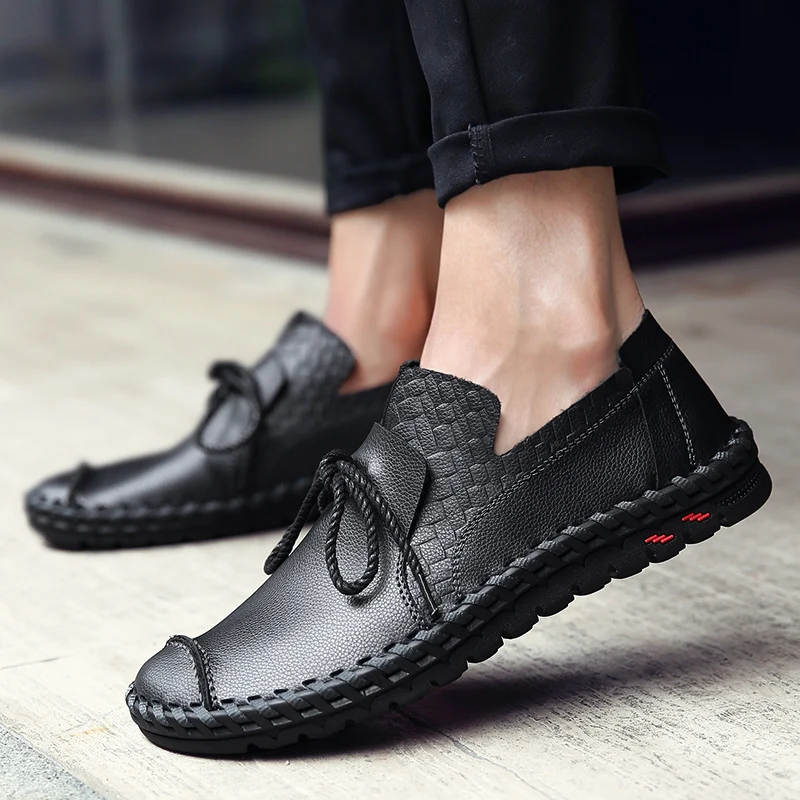 Модная трендовая мужская повседневная обувь из натуральной кожи ручной работы удобная обувь для вождения Мужская обувь в британском стиле