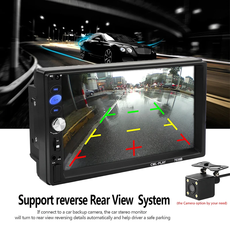 

Car Stereo Bluetooth 7" HD Touch Screen MP5 Player Support BT/FM/AUX/USB/SD Mirror Link Remote Control 2 din Car Radio Autoradio