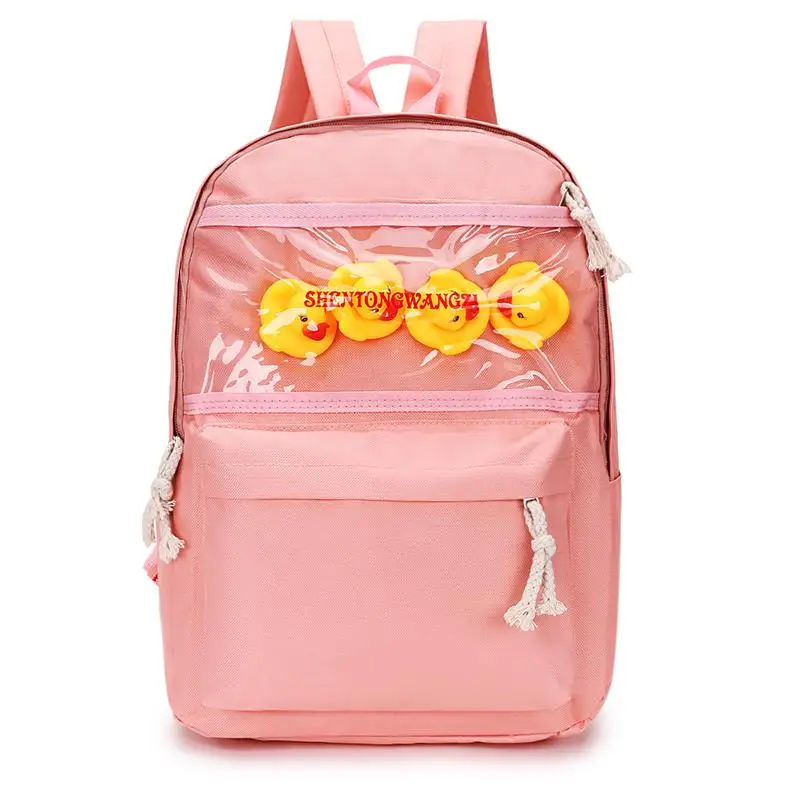 Модный женский рюкзак, Прозрачный детский рюкзак, школьная сумка для девочек-подростков, женский рюкзак - Цвет: pink
