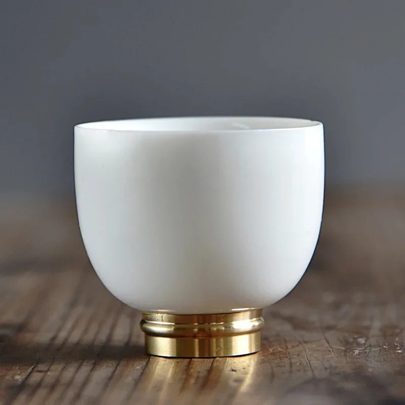 Белая Фарфоровая Медная чашка кунг-фу Мастер чашка персональный чай керамическая чашка китайская чашка высококлассный домашний чайный набор - Цвет: Светло-зеленый