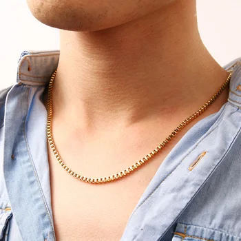 

CACANA Stainless Steel Chain Necklaces For Man Women Gold Silver Color For Pendant 0.3cm Square Buckle Donot Fade Jewelry N1886