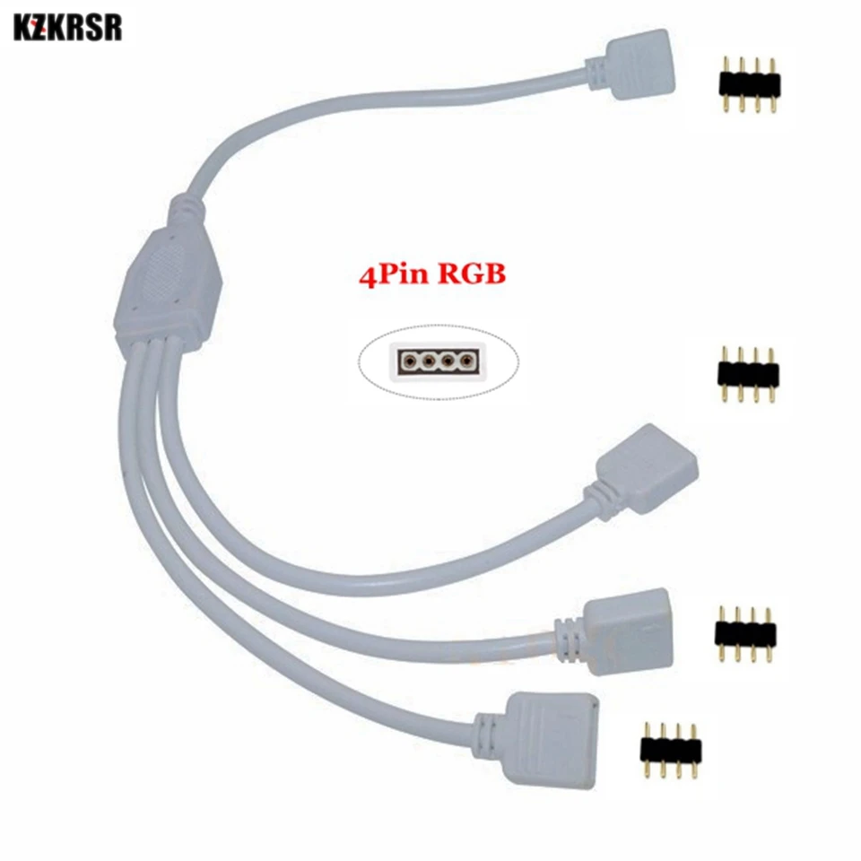 

KZKRSR 4pin RGB Connector HUB 1 to 2 3 4 Splitter female extension wire cable For RGB LED Strip SMD 5050 3528 with 4 Pin Plugs