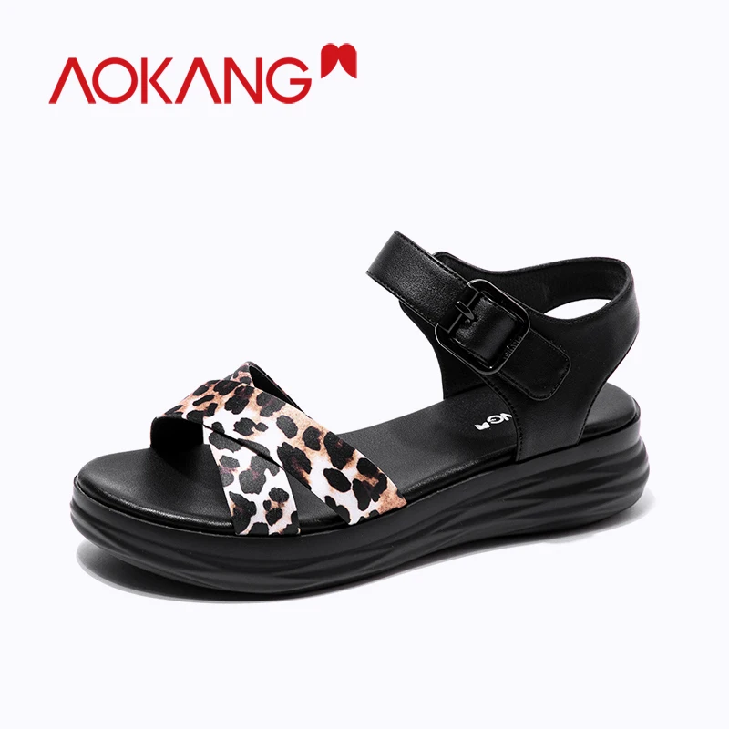 

AOKANG Wedges Shoes For Women Sandals High Heels Summer Shoes woman Flip Flop Chaussures Femme Platform Sandals 2019