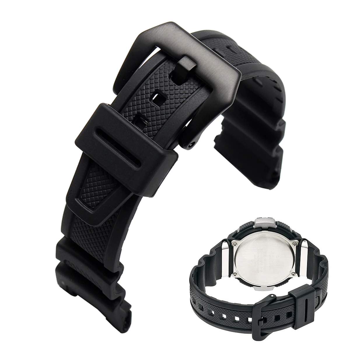 

New Arrival Silicone Watch Strap Replacement for SGW-100-1VH 761-EA11-12/10304195 Hand Watch Tool Parts Accessory Black Strap