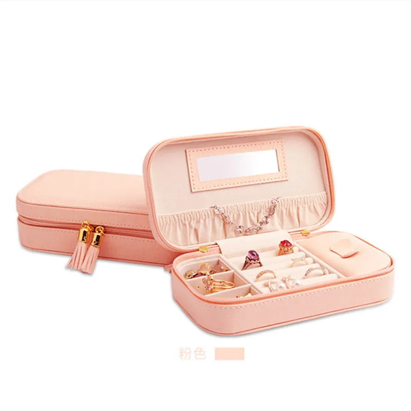 free shipping new style Jewelry Box Portable Storage Organizer Zipper Portable Women Display Travel Case earrings necklace rings