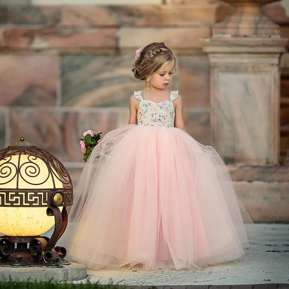 Детская одежда для девочек Пышное Платье для принцессы Одежда для свадьбы, дня рождения кружевное длинное dressesummer для девочек вечерние платья для девочек кружевное платье для девочек
