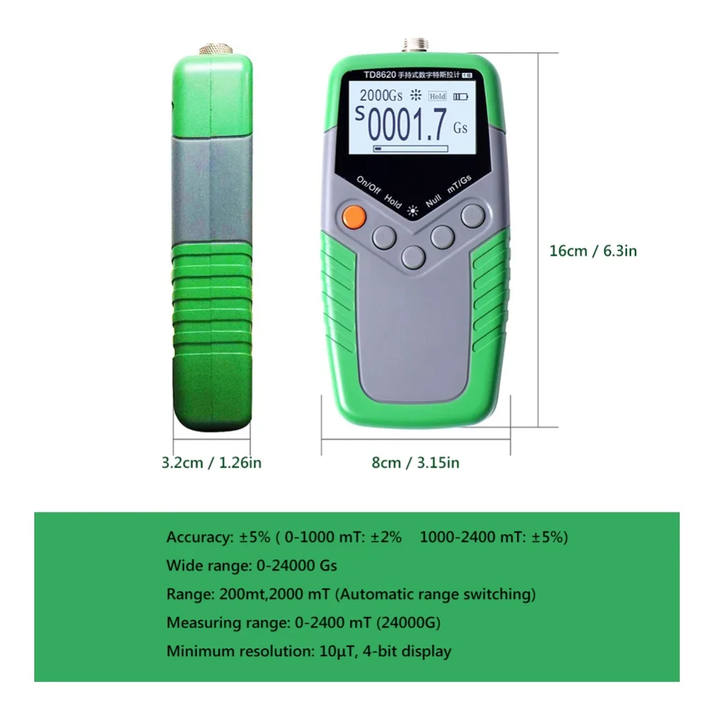 Мини цифровой Тесла магнит Гаусс Ручной цифровой измеритель магнитного поля 5% Точность для измерения поверхности магнитных материалов