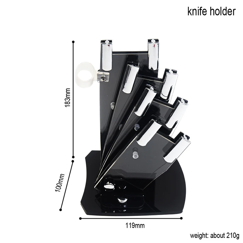 

Kitchen Knife Holder 5-Pieces Set Knife Stand Used for 3" 4" 5" 6" Ceramic Knife + One Peeler High Grade Acrylic Knife Holder