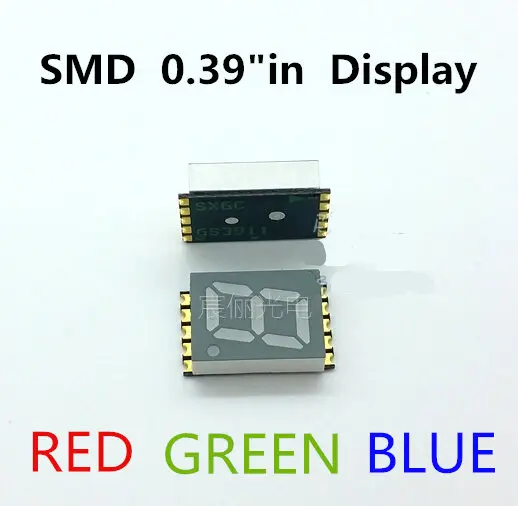 0,3" 0,39 дюйма SMD СВЕТОДИОДНЫЙ дисплей красный/зеленый/синий/белый Nixie tube 0,39 дюймов 7 сегментный 1 бит smd цифровой трубчатый анод/катод