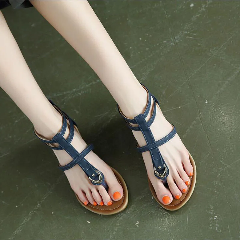 

Summer Gladiator Sandals Women Aged Leather Flat Fashion Women Shoes Casual Occasions Comfortable The Female Sandals