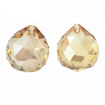 

102pcs/Lot Golden Peach Color 30mm Crystal Prism Faceted Ball Feng Shui Ball Free Shipping For Wedding Party And Event Supplies