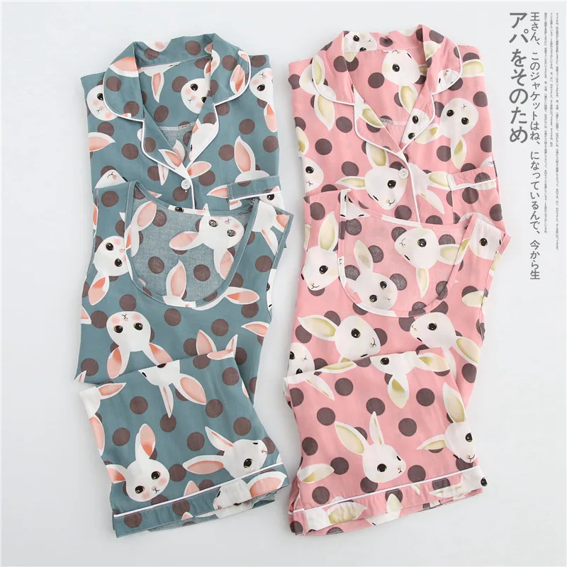 3 шт. милый пижамный комплект с принтом кролика Женская одежда для сна летняя рубашка жилет короткие штаны Женская пижама комплект пижамы
