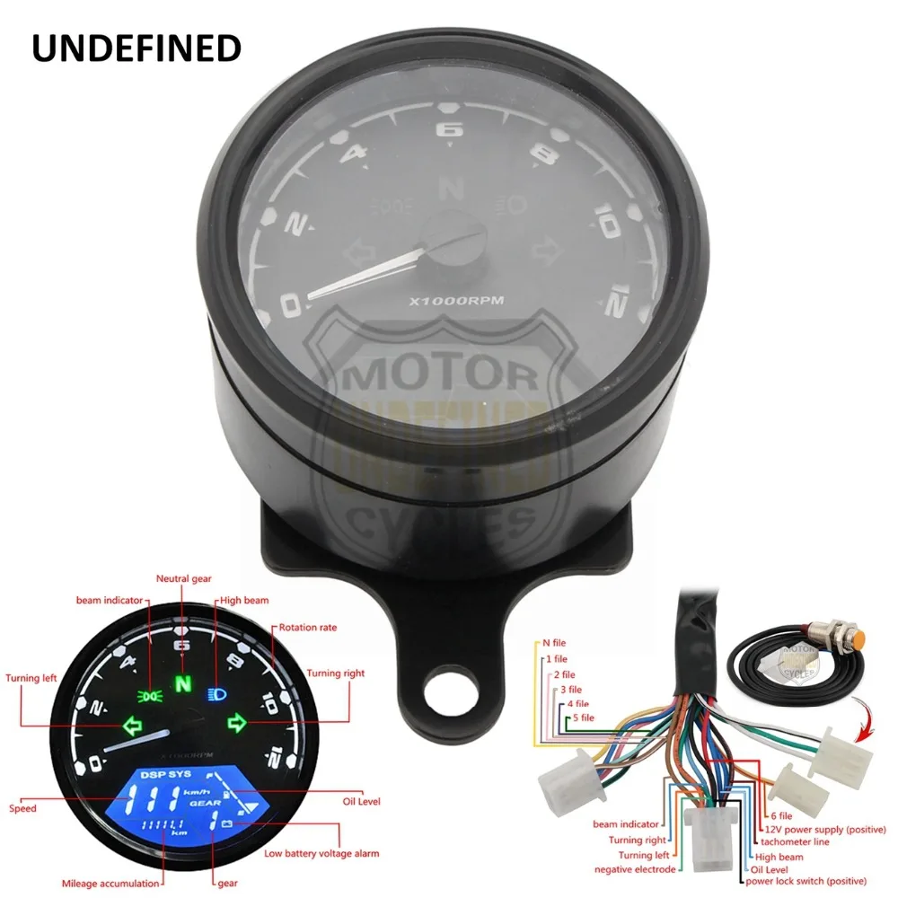 UNDEFINED Universal Motorcycle Digital Speedometer Odometer Backlight
