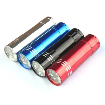 

1pc Mini Handheld 9 LEDs Nail Dryer UV Lamp UV Lamp Nail LED Ultraviolet UV Blacklight Flashlight Torch Money Detector Nail Gel