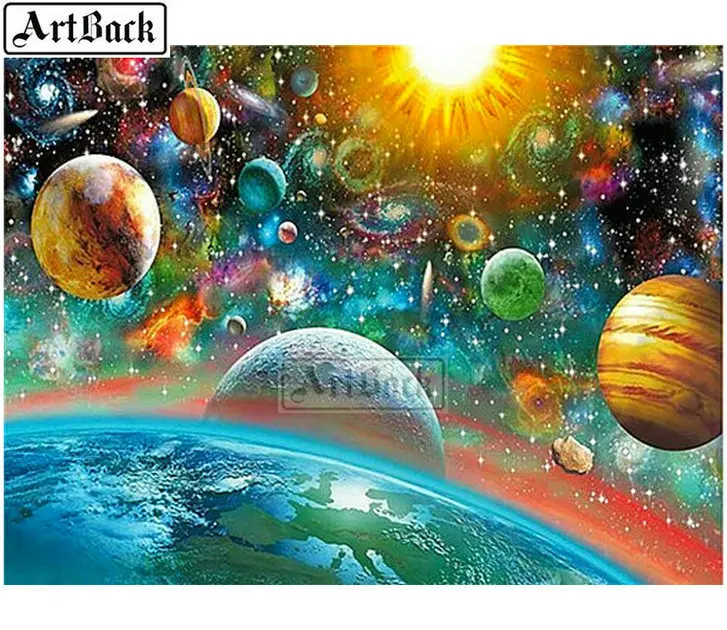 

Rhinestone 5D Diamond Painting Planet Color Full Square Diamond Embroidery Cross Stitch 3d Diamond Mosaic Decoration