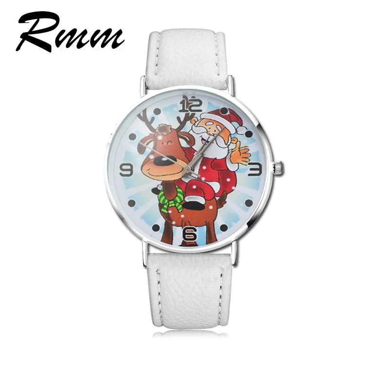 

High Quality Leather Santa Claus New Year Watches men and women students watch Christmas gift casual ladies quartz watch