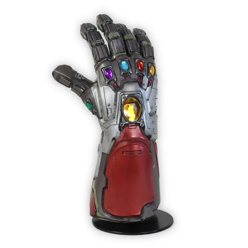 1:1 Endgame Железный человек Тони Старк светодиодный светильник Thanos Gauntlet камень косплей перчатки Гибкие пальцы латекс