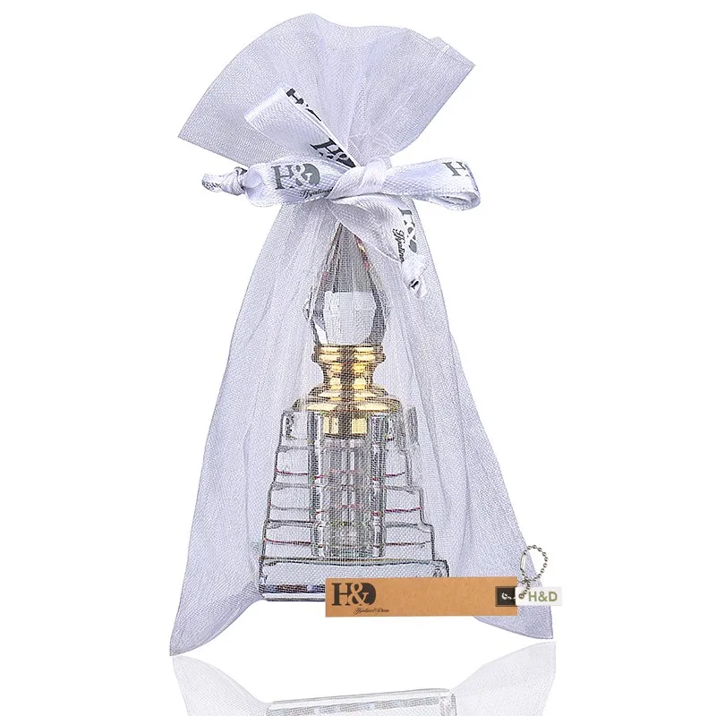 3ML Clear Vintage Pyramid Aurora Borealis K9 Crystal Refillable Woman Perfume Bottle Empty Container wgold Trim Glass Dauber   (8)