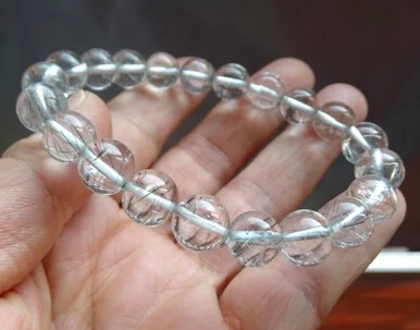 

001998 genuine natural rutilated clear quartz rock beads bracelet