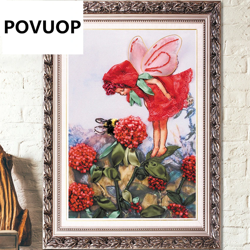 Лента с вышивкой POVUOP модная мультяшная картина маслом изображением цветов|painting