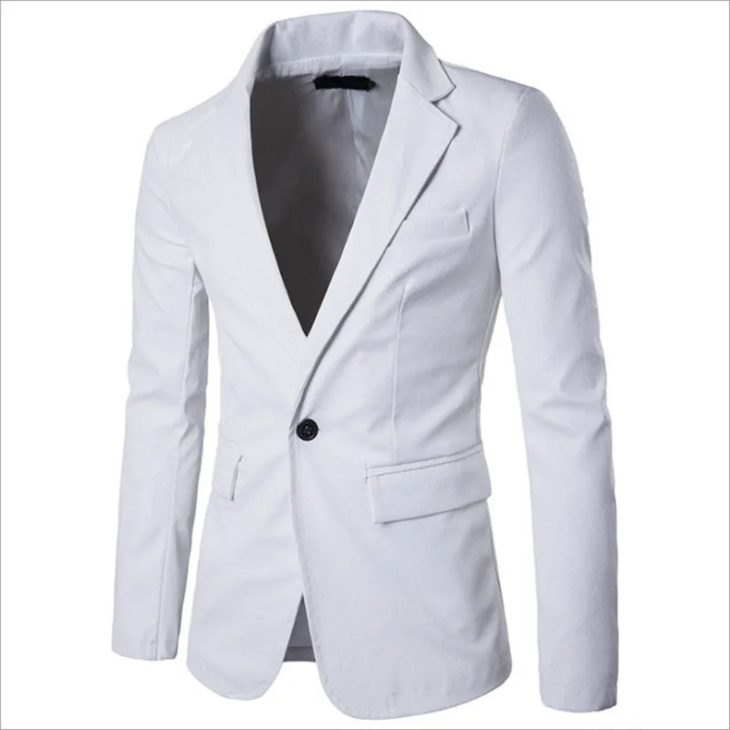 Новинка PU кожа блейзер Для мужчин Slim Fit одной кнопки кожаная куртка модная