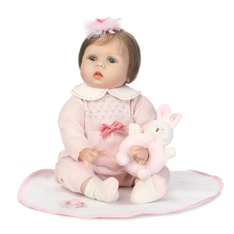 

55cm Silicone Reborn Baby Doll Toys Lifelike 20inch Pink Princess Newborn babies Doll Lucy Birthday Gift Girls Brinquedos