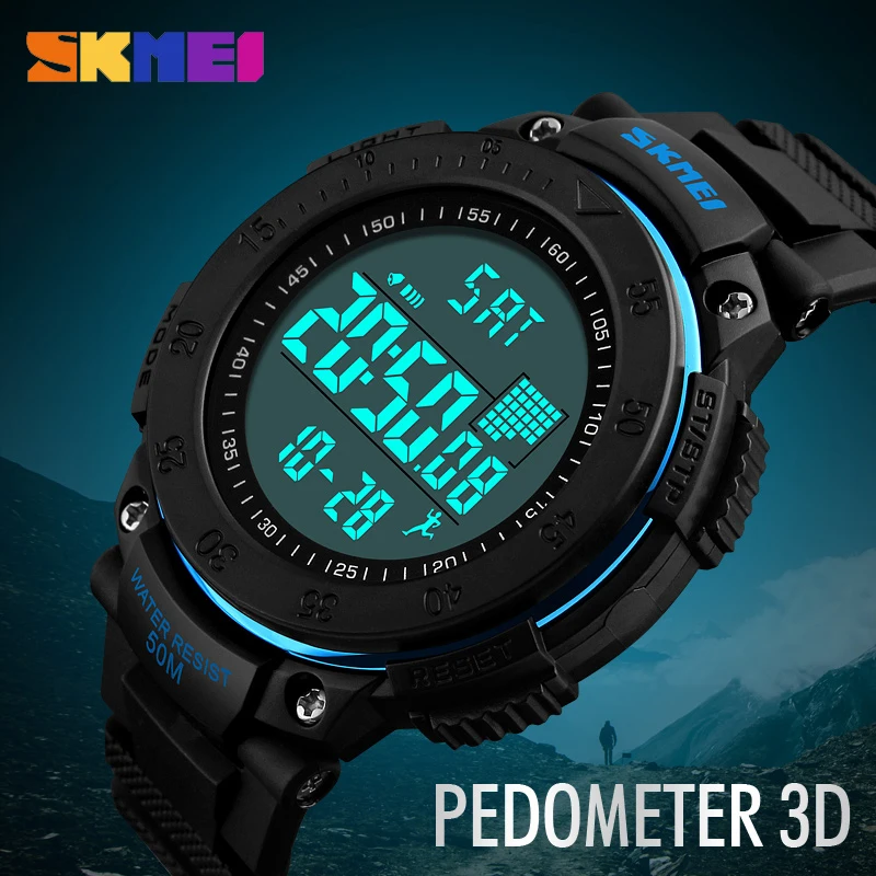 

SKMEI Mens Watches Men Outdoor Sports Watch Fashion Waterproof Digit Wristwatch Pedometer Timekeeping Relogio Masculino Clock