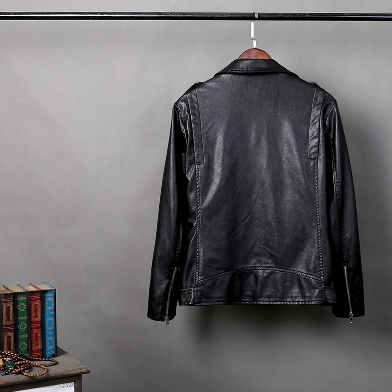 Mens Spring Autumn Faux Leather Large Size Double- layer Collar Male Leather Jacket Festive Red Cool Black Mens Spring Autumn Faux Leather Large Size Double- layer Collar Male Leather Jacket Festive Red Cool Black