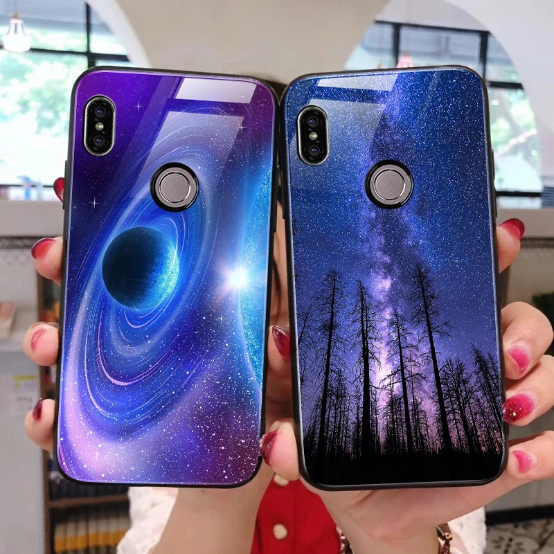 TOMKAS Space Glass Case for Xiaomi Redmi Note 5 6 Pro Cases for Pocophone F1 Silicone Cover Case for Xiaomi Redmi 4X Mi A2 Lite (26)