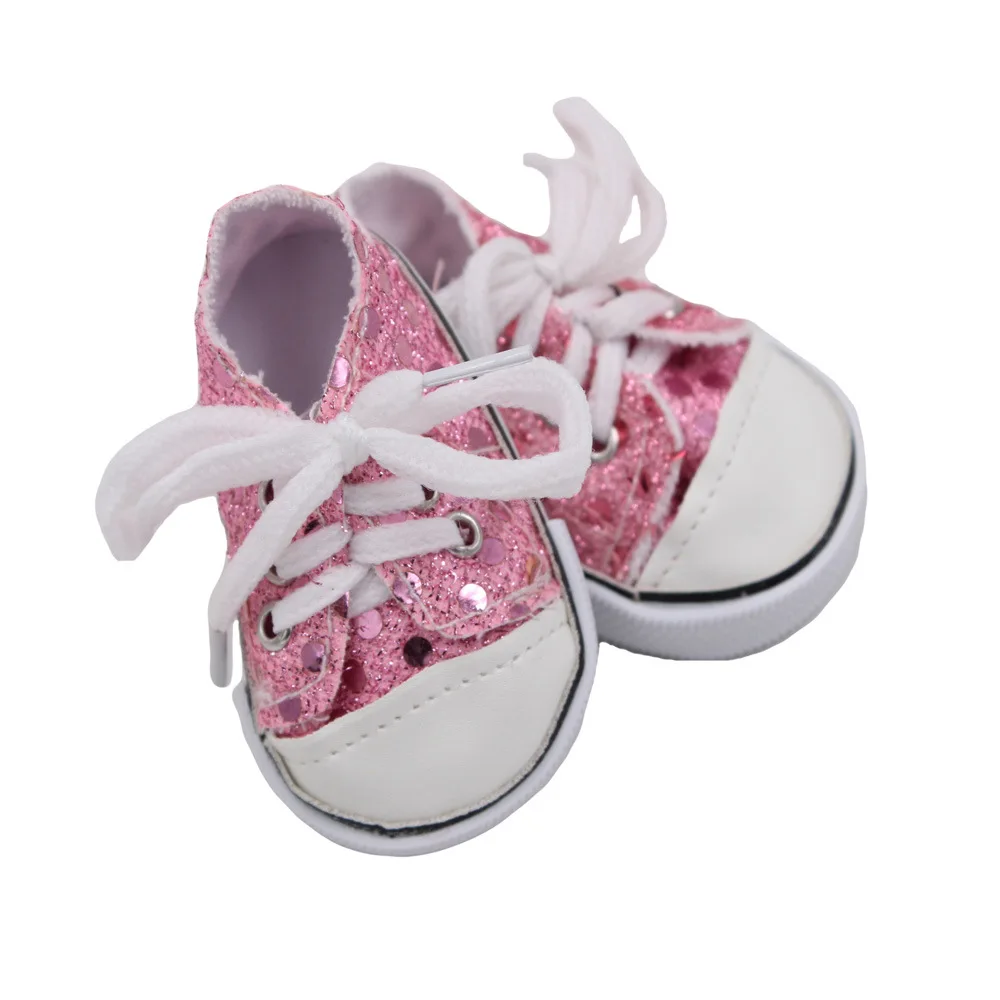 Hot Sale 18 inch Doll Shoes Canvas Lace Up Sneakers Shoes For 18 inch Our Generation American Dolls Accessories (10)