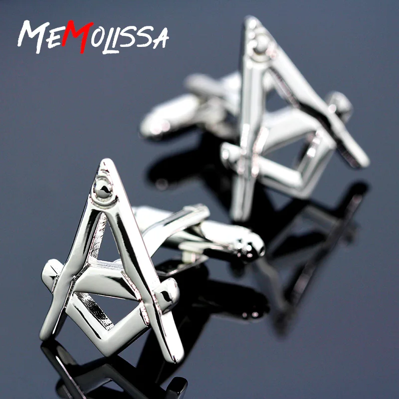 

MMS Novelyu Cufflinks For Men Fashion Copper Material Silver Masonic Mason Logo Design Cuff Links Free Shipping