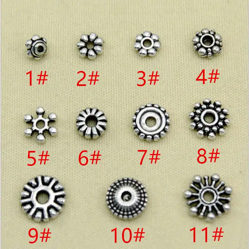 300pcs Tibetan Alloy Daisy Flower Metal Beads Dotted Tiny Loose Spacers 5x1.5mm
