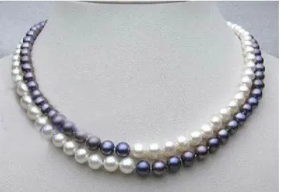 

Jewelry White&Black FW Pearl Necklace Fashion AKOYA Free shipping
