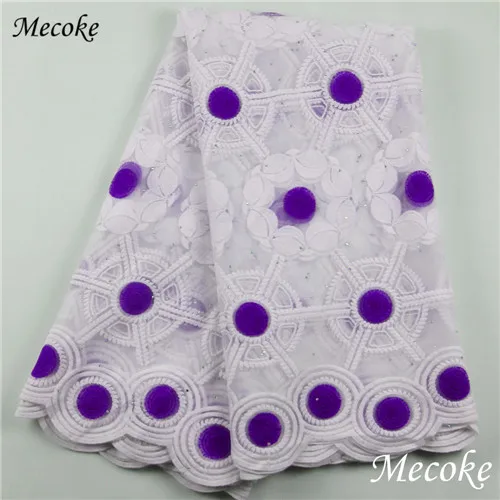 Африканская кружевная ткань фуксия высокого качества 5 ярдов кружевная Тюлевая кружевная ткань Африканская французская чистая кружевная ткань для вечернего платья - Цвет: purple