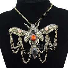 Vintage Khepri Scarab Beetle Pendant Overwatch Choker Steampunk Big Statement Chain Rhinestone Necklace Indian Anime Men Jewelry