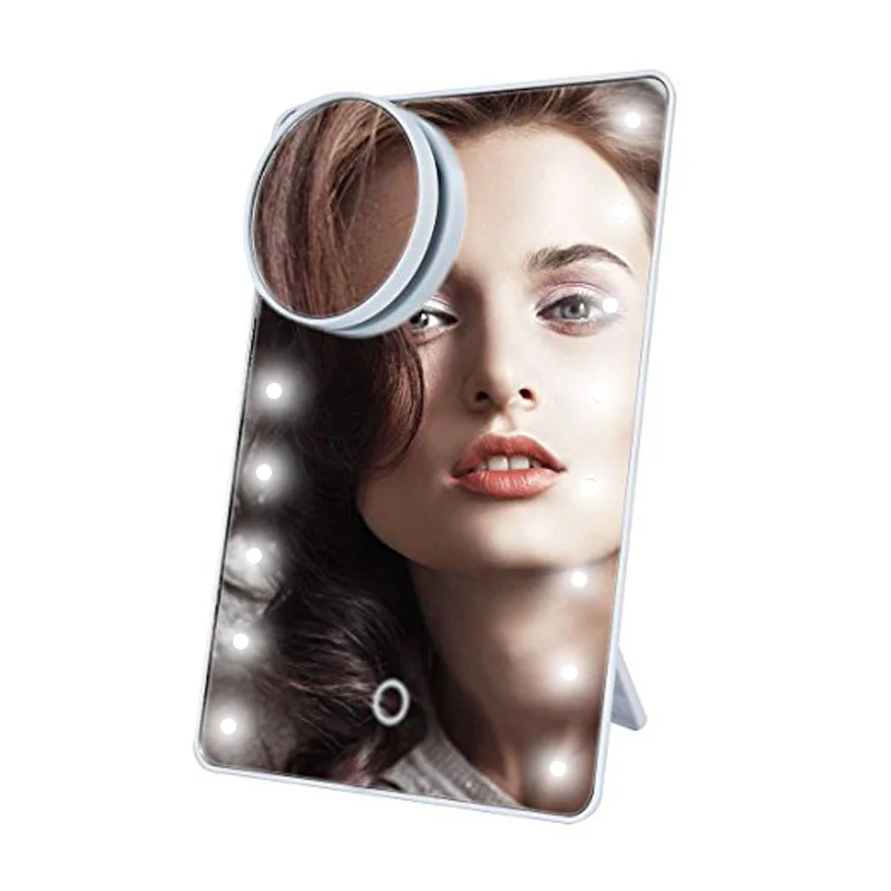 

LED Touch Screen 22 Light Makeup Mirror Table Desktop Makeup 1X/2X/3X/10X Magnifying Mirrors Vanity 3 Folding Adjustable Mirror