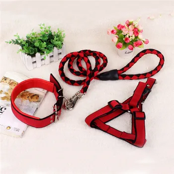 

Fashion Dog Leash Pet Leads Belt Adjustable Traction Rope Walking Harness Chest Strap Chain Dog Collar Durable Leash 3 piece set