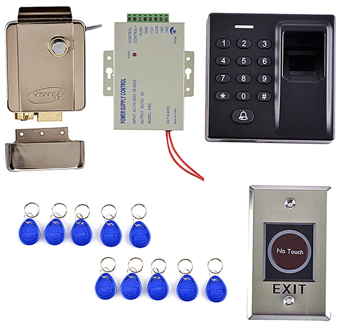 

Strongly Electric Door Lock + Fingerprint Access Control System Kit +10 Key Card+Power Supply