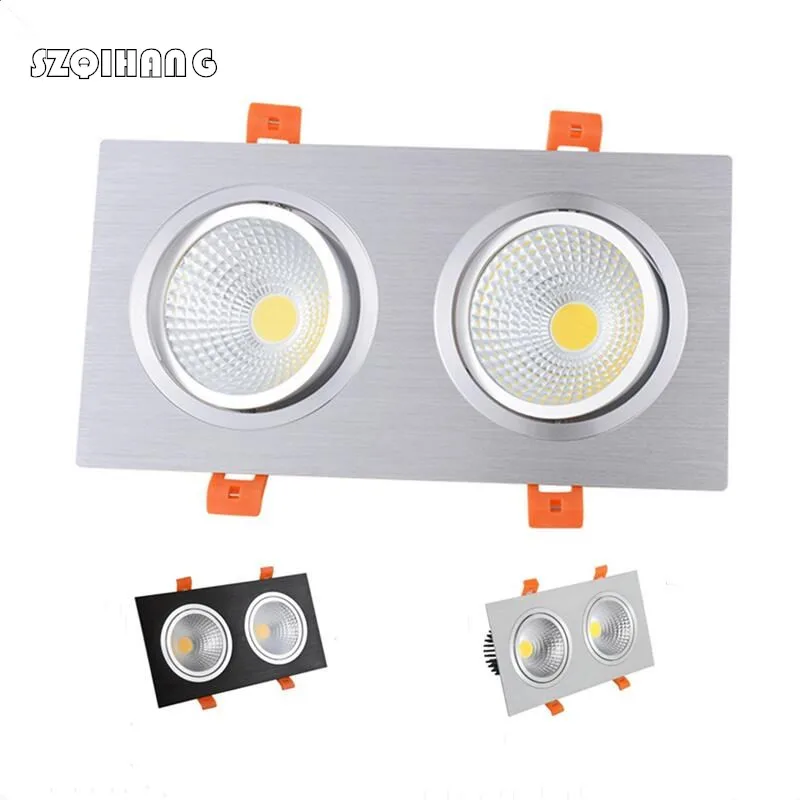 

Double Black White Super Bright Recessed square LED Dimmable Downlight COB 2*10W LED Spot light LED decoration Ceiling Lamp