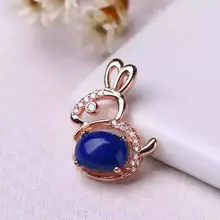 Натуральный кулон из стерлингового серебра 925 пробы, натуральный драгоценный камень, ожерелье, Модный милый кролик, Женские Ювелирные изделия для девочек