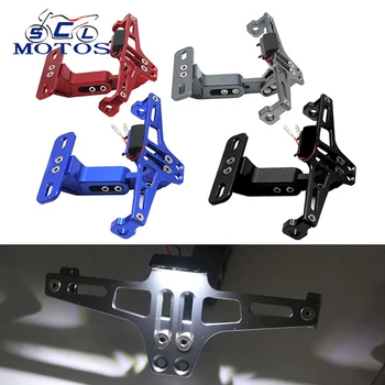 

Sclmotos- Motorcycle Rear License Registration Plate Holder with White LED Light for Honda MSX 125 NC750X for Benelli TRK 502