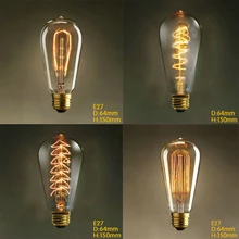 ST64 вольфрама 220 В-240 В 40 Вт/60 Вт E27 Античная Эдисон лампа/винтажная лампа Эдисона
