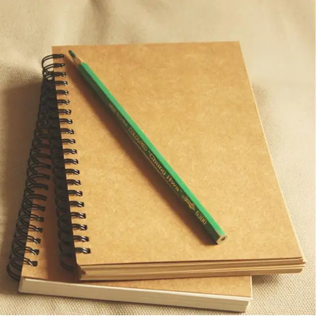 Vintage Kertas Kraft Coil Notebook Buku Sketsa Kosong Kreatif Gambar