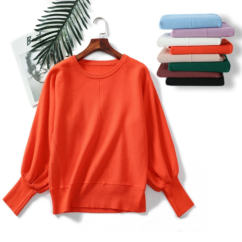 

SINGRAIN Women sweater knitted pullovers lantern sleeves tricots autumn jumper winter knit tops plus size warm Korean style basic sweater